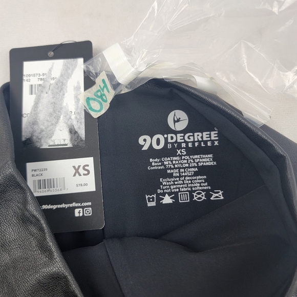 NWT 98 Degree by reflex high rise pleather leggings in black Size XS - Picture 4 of 4
